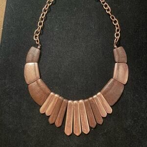 Brown and Copper Tone Fan Bib Necklace